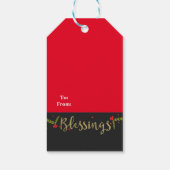 Zegeningen Zwart Goud & Rood Kerstmis Vakantie Fav Cadeaulabel (Achterkant)