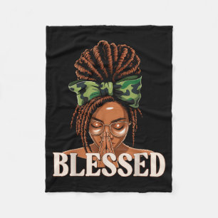 Zegenrijke Zwarte Vrouw die bidt Afrikaanse Christ Fleece Deken