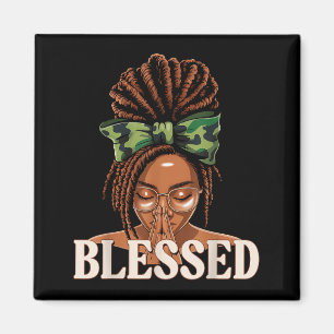 Zegenrijke Zwarte Vrouw die bidt Afrikaanse Christ Magneet