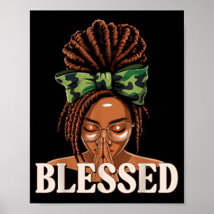 Zegenrijke Zwarte Vrouw die bidt Afrikaanse Christ Poster
