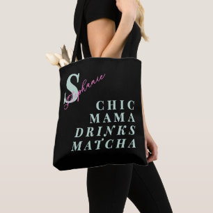 Zeggende Zwarte Grappige Mama Matcha Groene Thee M Tote Bag