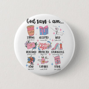 zegt dat ik Moederdag Christelijke motivatie mam j Ronde Button 5,7 Cm