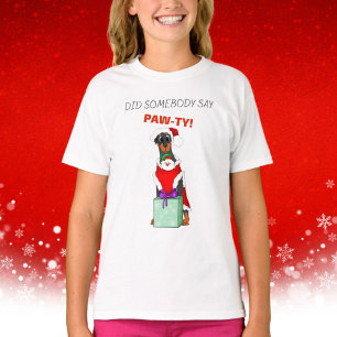 Zei iemand Paw-Ty Cute Doberman Kerstmis? T-shirt