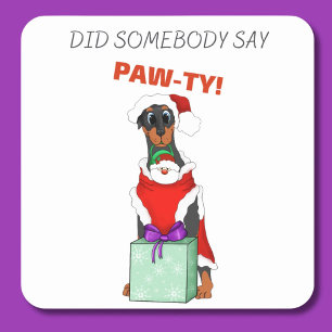 Zei iemand paw-ty? Cute Doberman Vierkante Sticker