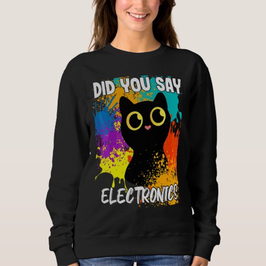Zei je Elektronica Zwarte Kat Trui (Voorkant)