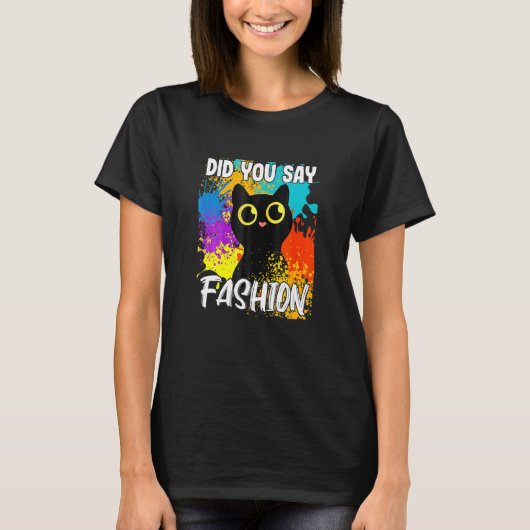 Zei je Mode Zwarte Kat T-shirt (Voorkant)