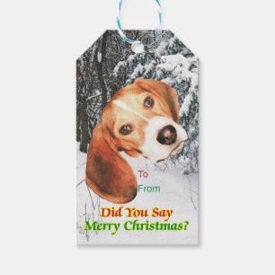 Zei je vrolijk kerstfeest? Beagle Gift Label Cadeaulabel