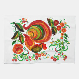 Zeichnung eines Hahns im Volksstil. Theedoek