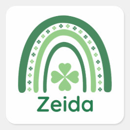 Zeida Name Clover Boho Rainbow Vierkante Sticker