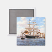 Zeil en stoom in de haven magneet (Voorkant / Achterkant)