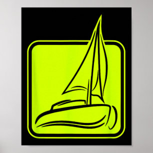Zeil Logo Symbool Vierkant Zeilboot Schip Kapitein Poster