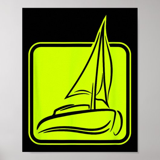 Zeil Logo Symbool Vierkant Zeilboot Schip Kapitein Poster (Voorkant)