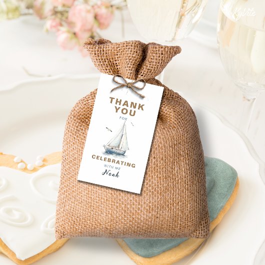 Zeil over zeilboot nautisch verjaardags gunst tag cadeaulabel
