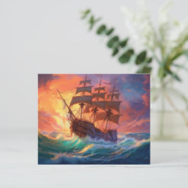 Zeil schip op een stormachtig Zee