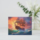Zeil schip op een stormachtig Zee (Staand voorkant)