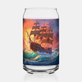 Zeil schip op een stormachtig Zee Blikvorm Glas