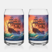 Zeil schip op een stormachtig Zee Blikvorm Glas (Achterkant)