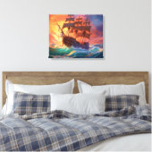 Zeil schip op een stormachtig Zee Canvas Afdruk (Insitu (Slaapkamer))