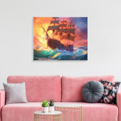 Zeil schip op een stormachtig Zee Canvas Afdruk (Insitu (Woonkamer))