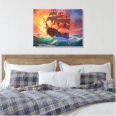 Zeil schip op een stormachtig Zee Canvas Afdruk (Insitu (Slaapkamer))