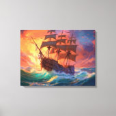 Zeil schip op een stormachtig Zee Canvas Afdruk (Voorkant)