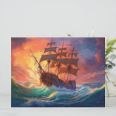 Zeil schip op een stormachtig Zee Feestdagenkaart (Staand voorkant)