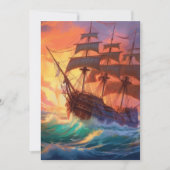 Zeil schip op een stormachtig Zee Feestdagenkaart (Voorkant)