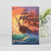 Zeil schip op een stormachtig Zee Feestdagenkaart (Staand voorkant)