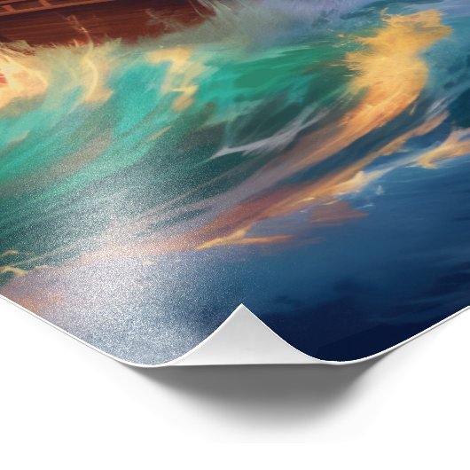 Zeil schip op een stormachtig Zee Foto Afdruk (Hoek)