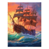 Zeil schip op een stormachtig Zee Foto Afdruk (Voorkant)