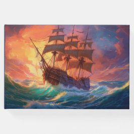 Zeil schip op een stormachtig Zee Gastenboek