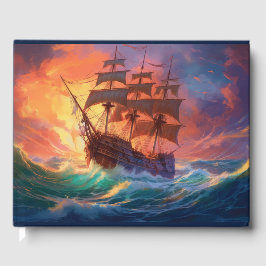 Zeil schip op een stormachtig Zee Gastenboek
