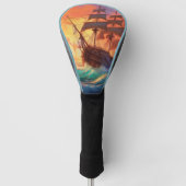 Zeil schip op een stormachtig Zee Golfheadcover (Voorkant)