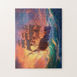 Zeil schip op een stormachtig Zee Legpuzzel
