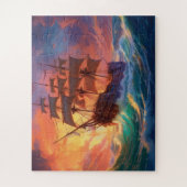 Zeil schip op een stormachtig Zee Legpuzzel (Verticaal)