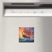 Zeil schip op een stormachtig Zee Magneet (Insitu (Vaatwasser))