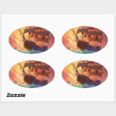 Zeil schip op een stormachtig Zee Ovale Sticker (Vel)