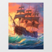 Zeil schip op een stormachtig Zee Raamsticker (Vel)