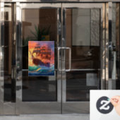 Zeil schip op een stormachtig Zee Raamsticker (Kantoordeur)