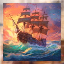 Zeil schip op een stormachtig Zee Raamsticker