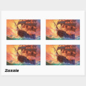 Zeil schip op een stormachtig Zee Rechthoekige Sticker (Vel)