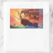 Zeil schip op een stormachtig Zee Rechthoekige Sticker (Tas)