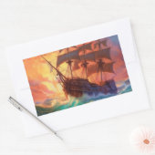 Zeil schip op een stormachtig Zee Rechthoekige Sticker (Envelop)