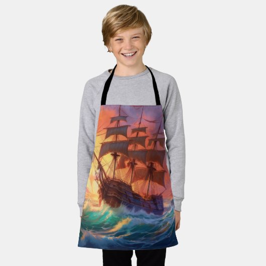 Zeil schip op een stormachtig Zee Schort (Gedragen)