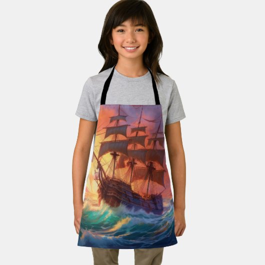 Zeil schip op een stormachtig Zee Schort (Insitu)