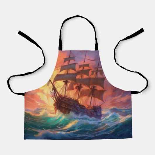 Zeil schip op een stormachtig Zee Schort (Voorkant)