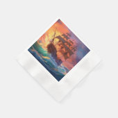 Zeil schip op een stormachtig Zee Servet (Hoek)