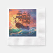 Zeil schip op een stormachtig Zee Servet (Voorkant)