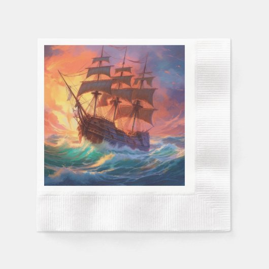 Zeil schip op een stormachtig Zee Servet (Voorkant)