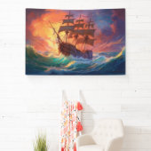 Zeil schip op een stormachtig Zee Spandoek (Insitu)